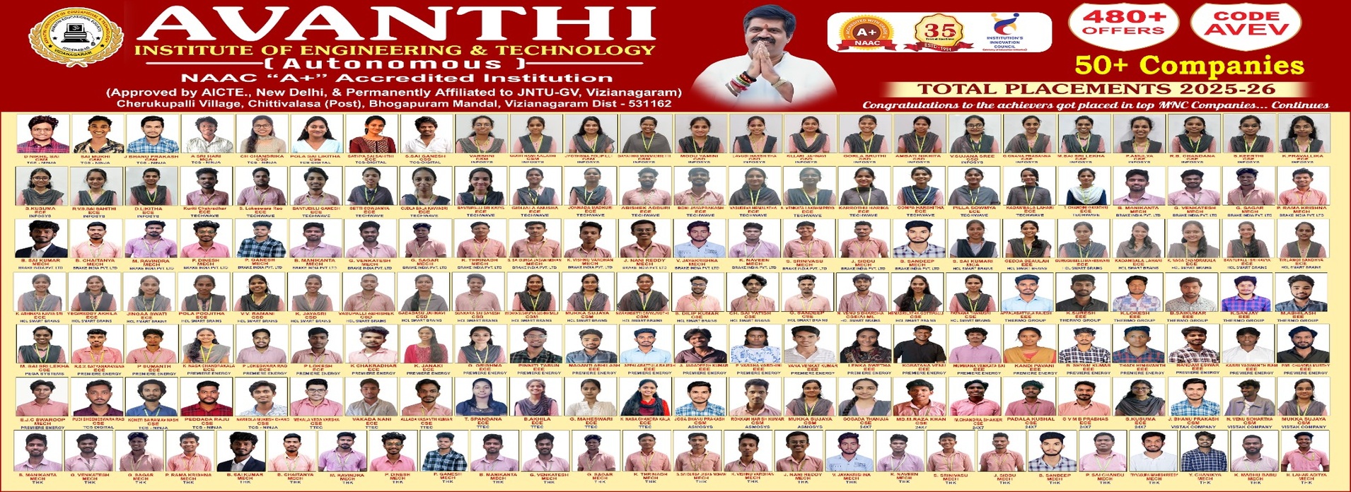 Avanthi Institute student banner